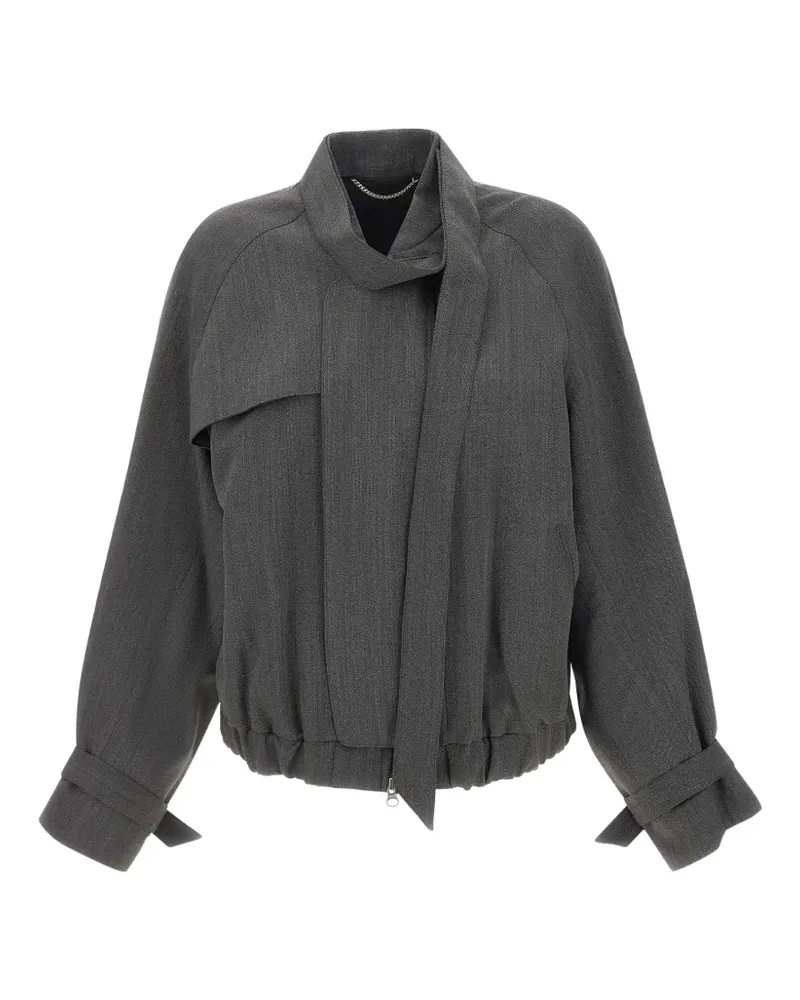 Victoria Beckham scarf-detail virgin wool jacket - Grau Grau