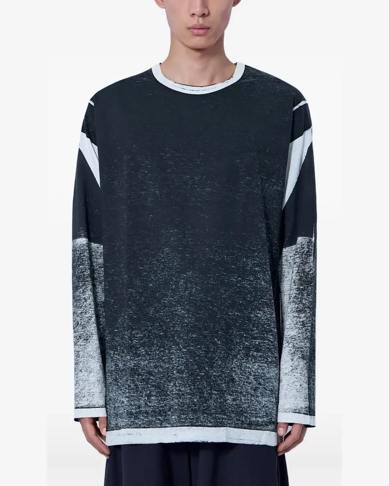 Yohji Yamamoto distressed long-sleeve T-shirt - Grau Grau