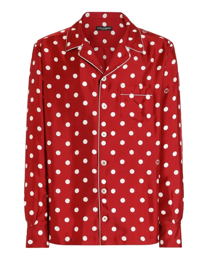 Dolce & Gabbana Hemd aus Seidentwill mit Polka Dots - Rot Rot