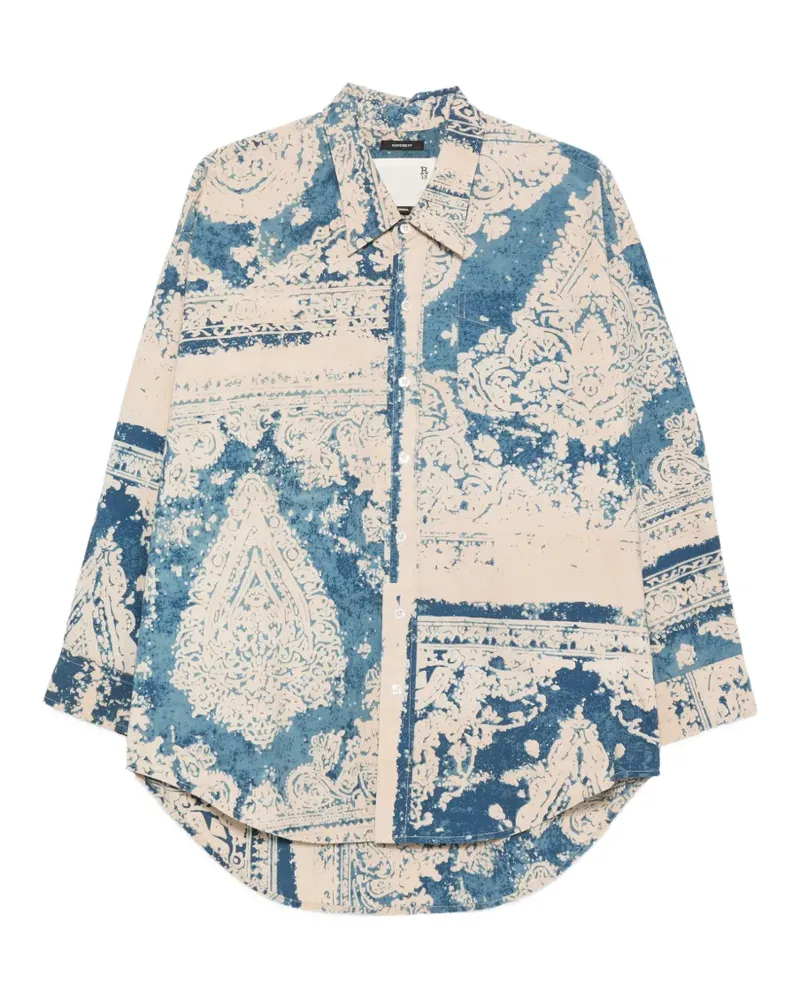 R13 Hemd mit Paisleymuster - Blau Blau