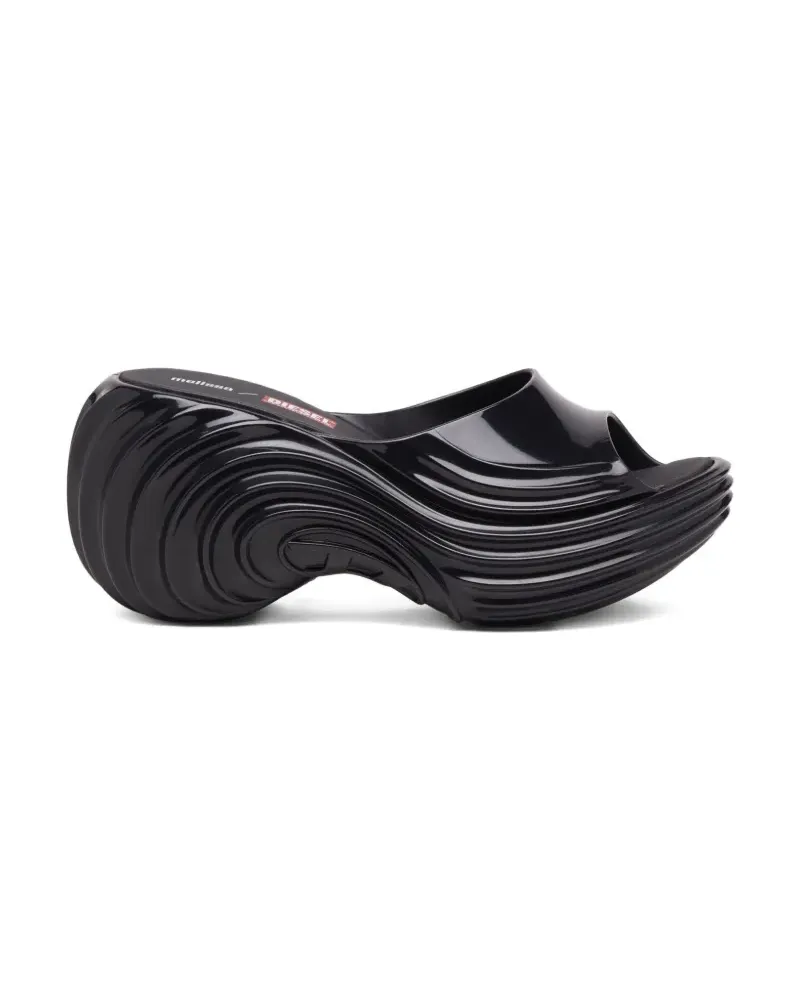 Diesel x Melissa Plateau-Sandalen mit Wellen - Schwarz Schwarz