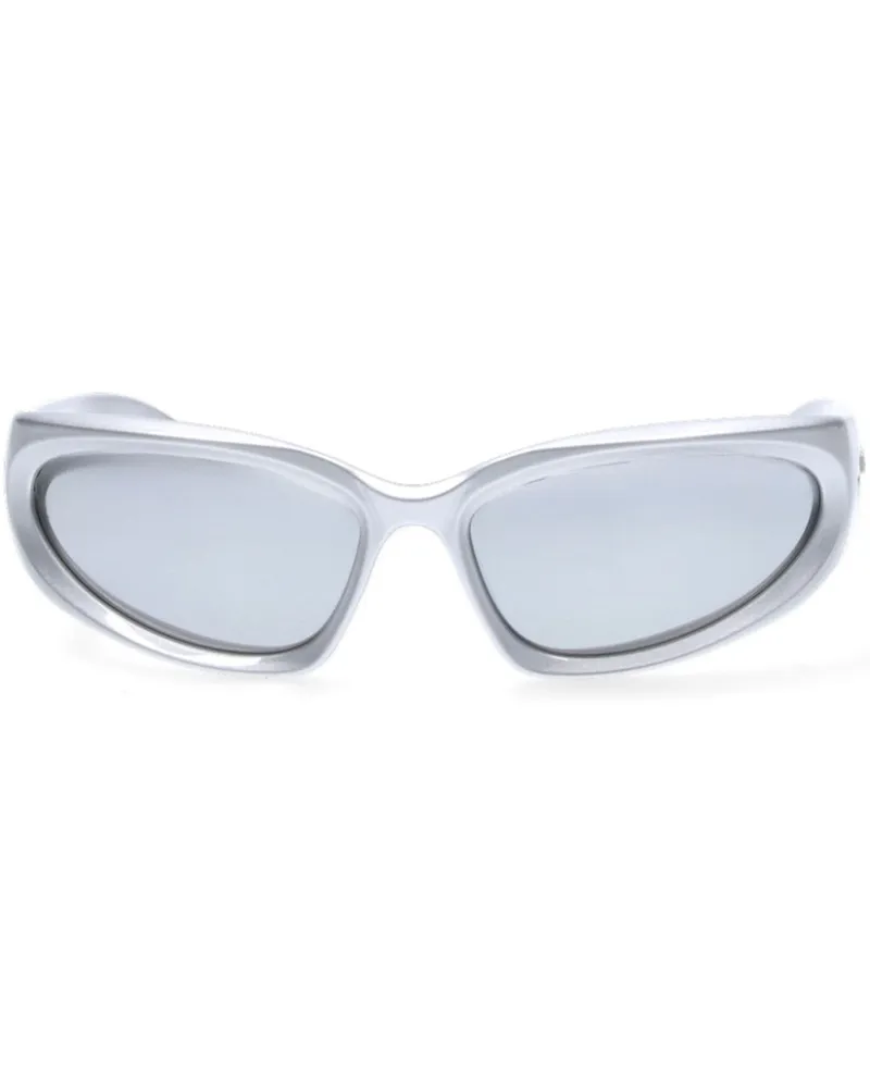 Balenciaga Sonnenbrille mit Logo-Print - Silber Silber