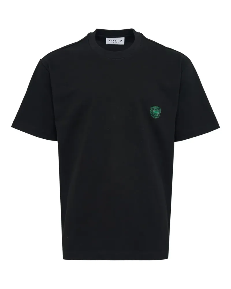 SOLID HOMME logo-embroidered T-shirt - Schwarz Schwarz