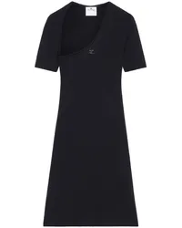 Courrèges Geripptes Strickkleid Schwarz