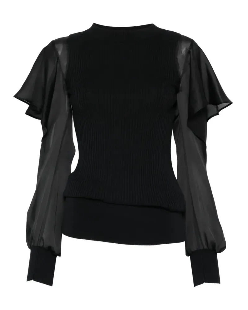 Sacai ruffled knitted top - Schwarz Schwarz