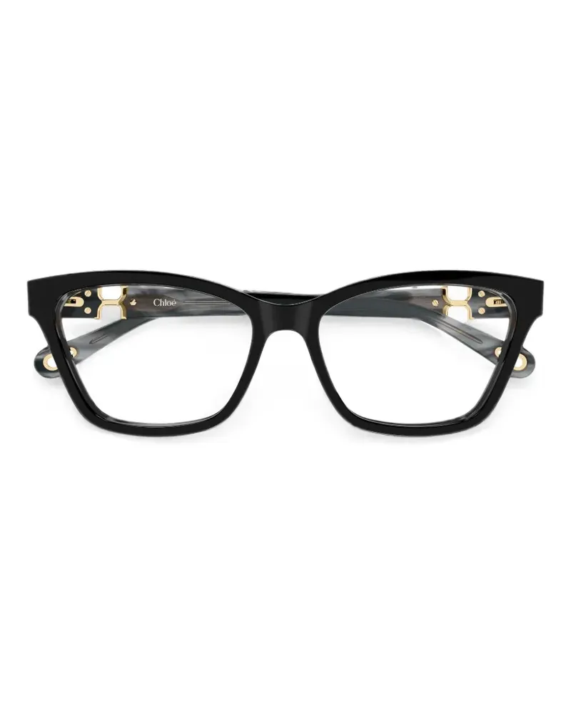 Chloé Cat-Eye-Brille mit Logo-Schild - Schwarz Schwarz