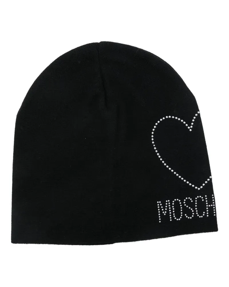 Moschino Beanie mit Logo - Schwarz Schwarz