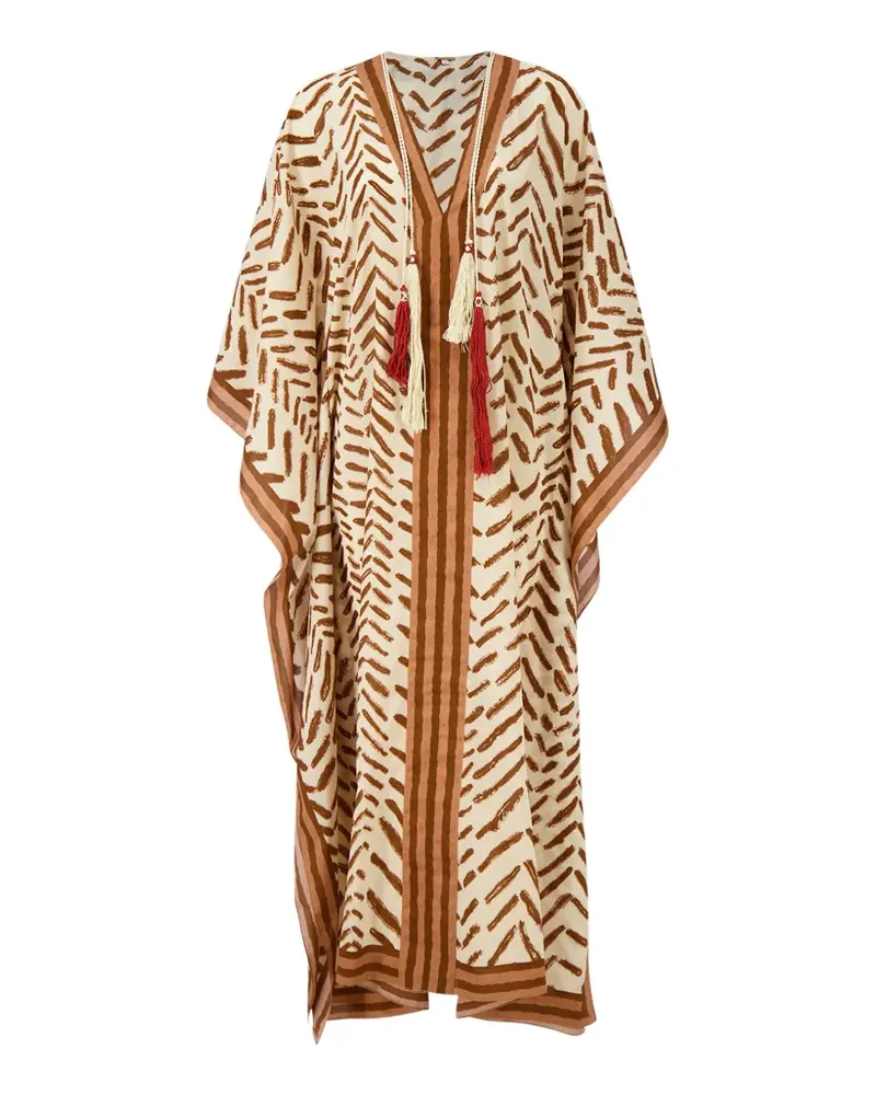 Johanna Ortiz The Secret of the Sun tassel-detail tunic maxi dress - Nude Nude