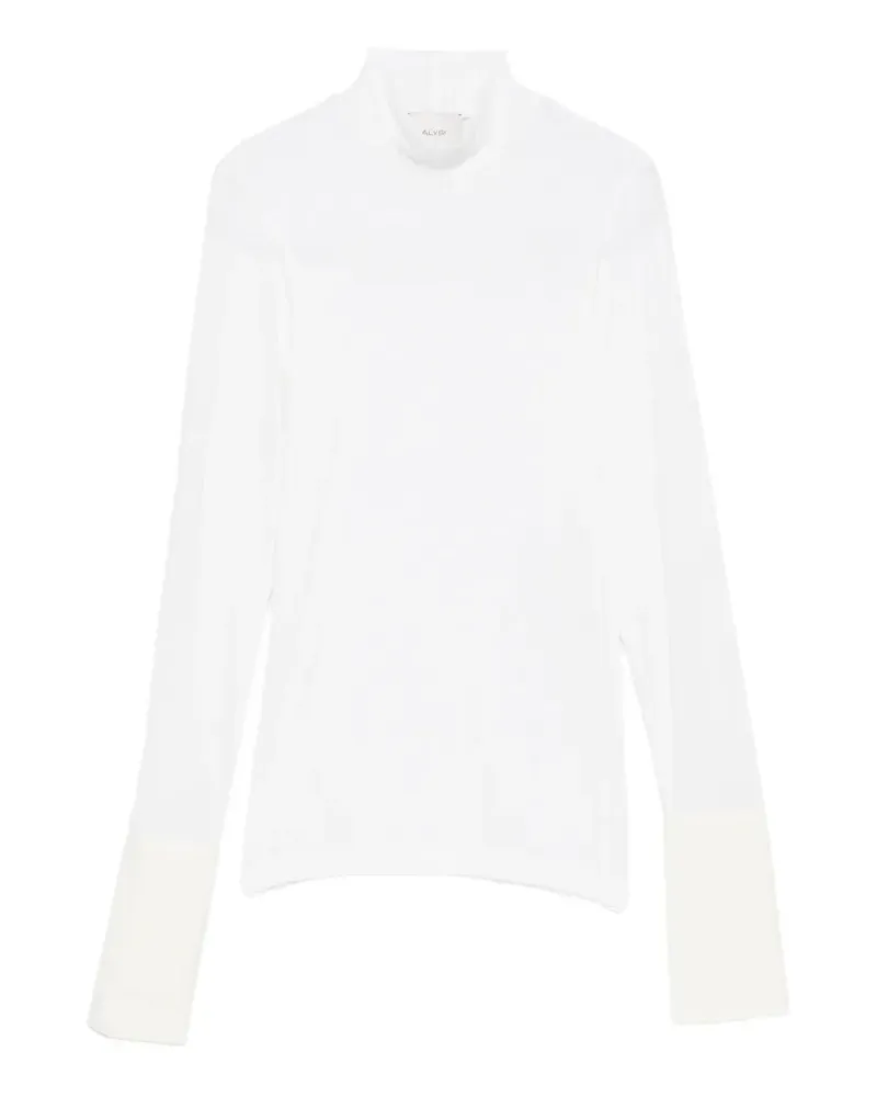 ALYSI Stehkragen-Pullover mit Knopfmanschetten - Weiß Weiß