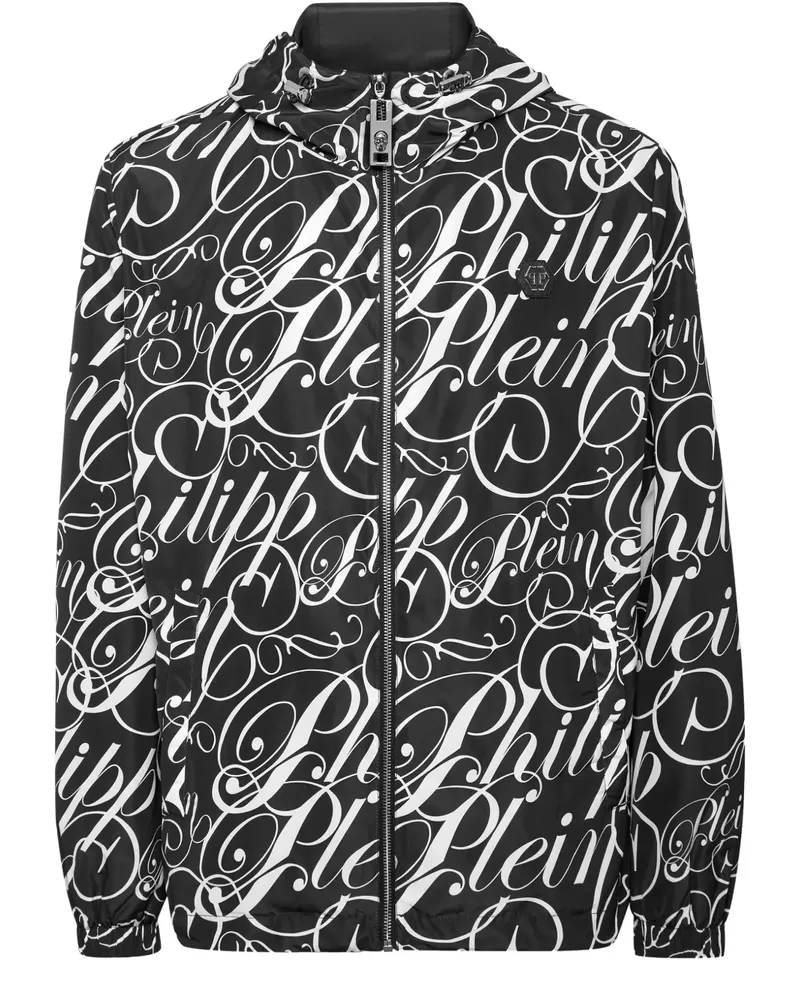 Philipp Plein Jacke mit Logo-Print - Schwarz Schwarz