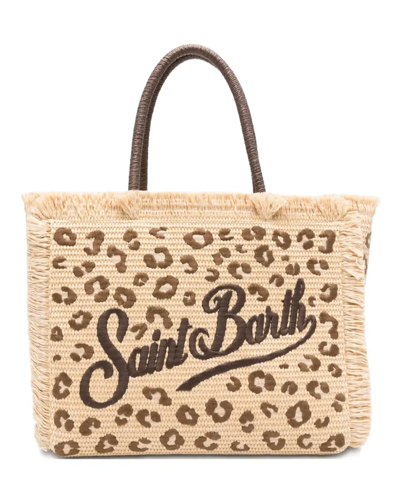 MC2 Saint Barth Vanity leopard-print fringed tote bag - Nude Nude