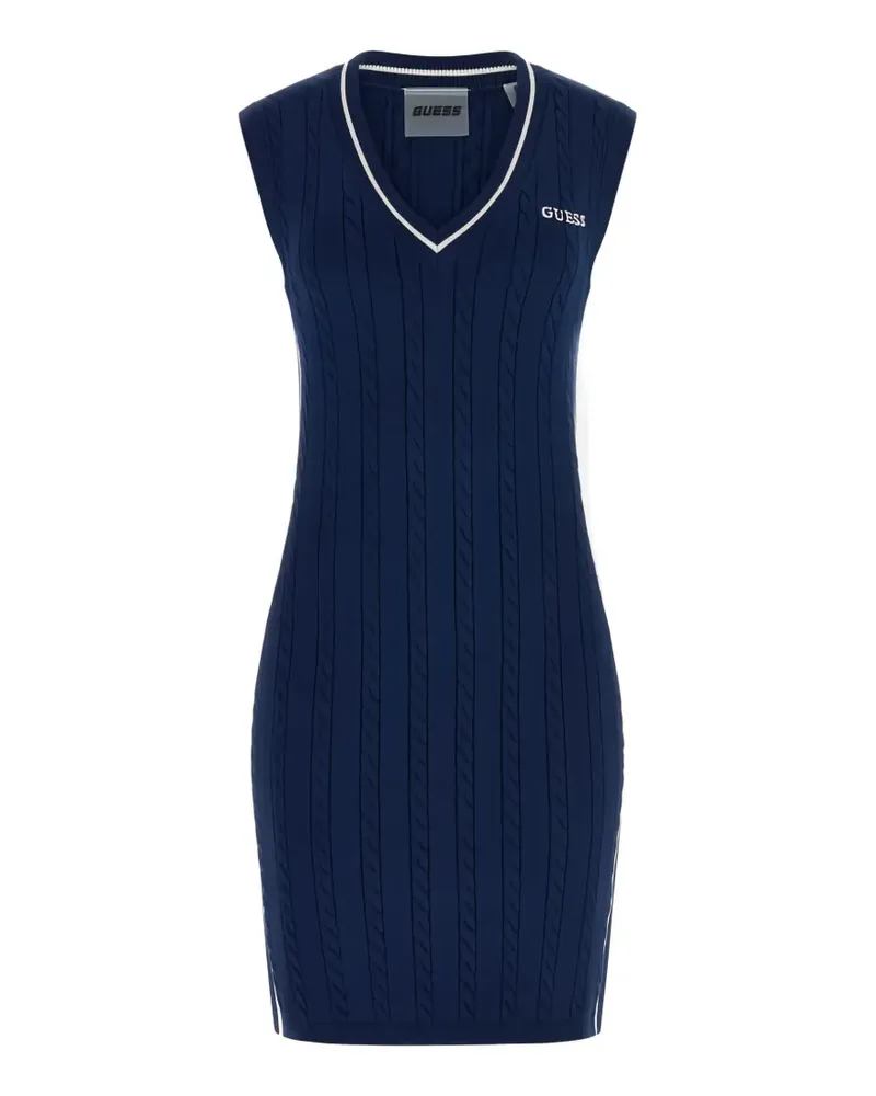 Guess Ärmelloses Midikleid mit Zopfmuster - Blau Blau