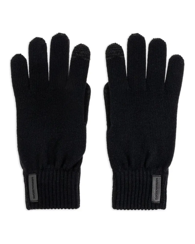 Emporio Armani Handschuhe mit Logo-Patch - Schwarz Schwarz