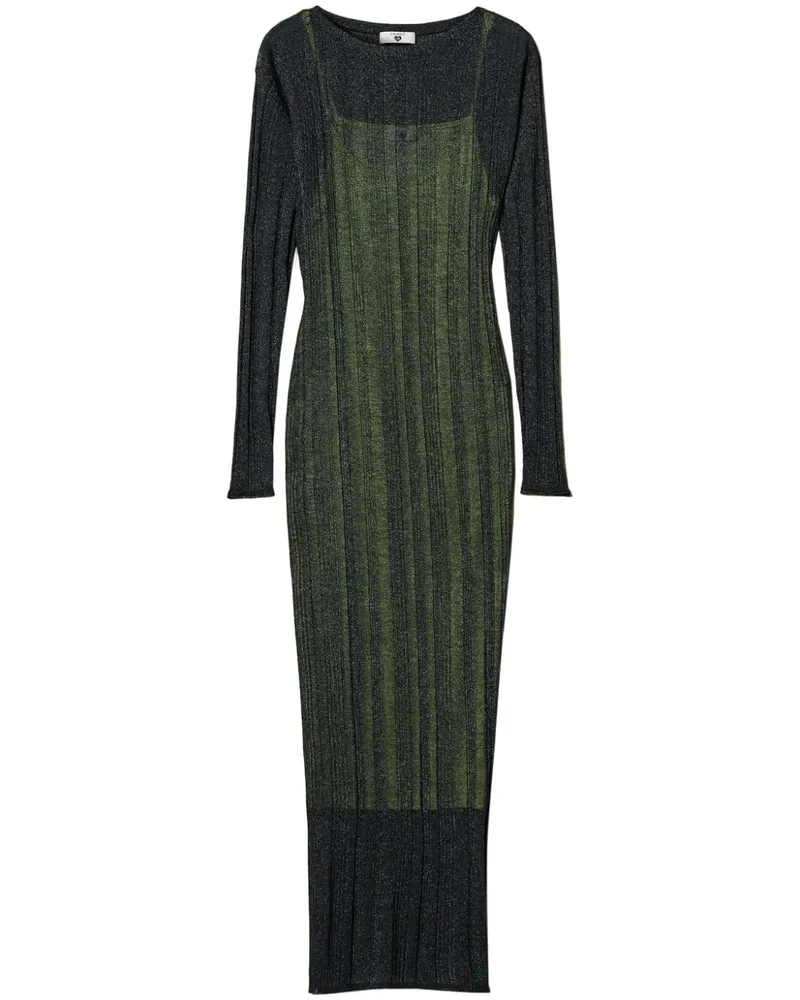 Twin-Set Midikleid aus geripptem Strick - Grau Grau