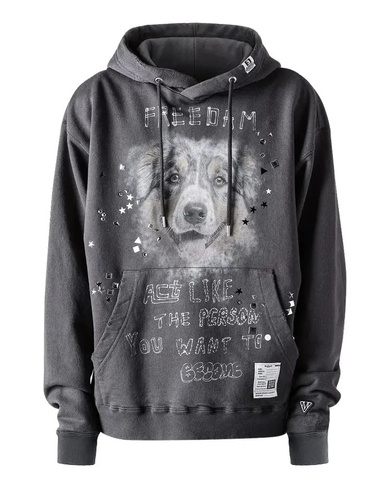 MIHARAYASUHIRO Hoodie mit Hunde-Print - Grau Grau
