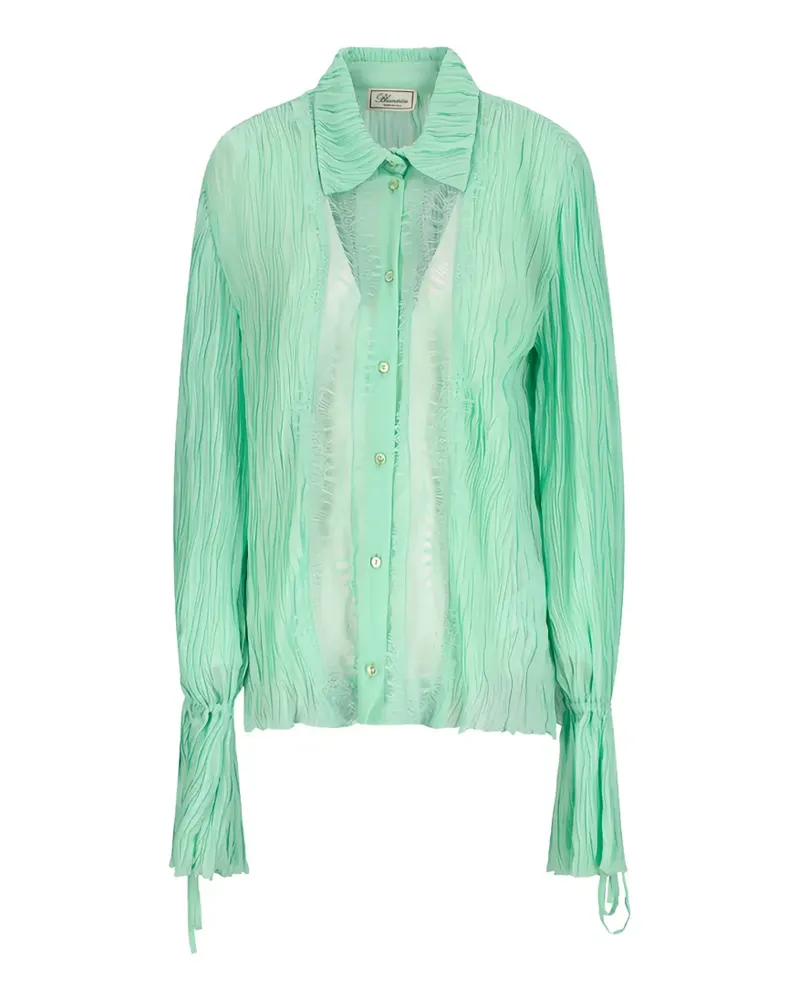 Blumarine Plissiertes Hemd mit Spitzenbesatz - Grün Grün