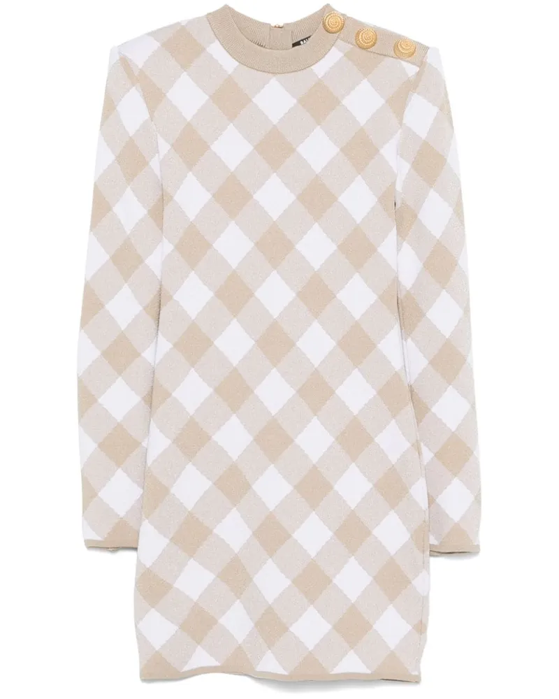 Balmain Kariertes Minikleid - Braun Braun