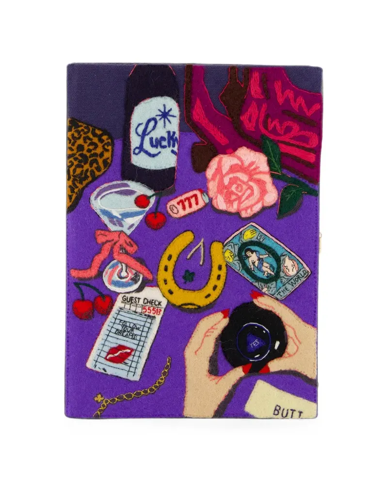 Olympia Le-Tan Lucky Clutch mit Stickerei - Violett Violett