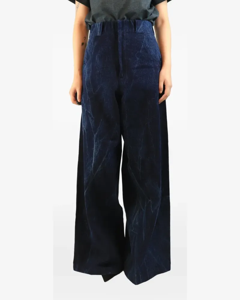 Raey Palazzohose mit Acid-Wash-Effekt - Blau Blau