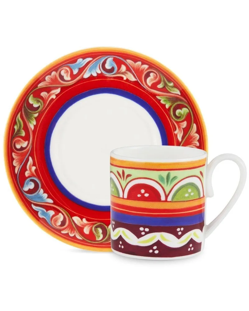 Dolce & Gabbana Geometrisch gemustertes Espresso-Service - Rot Rot