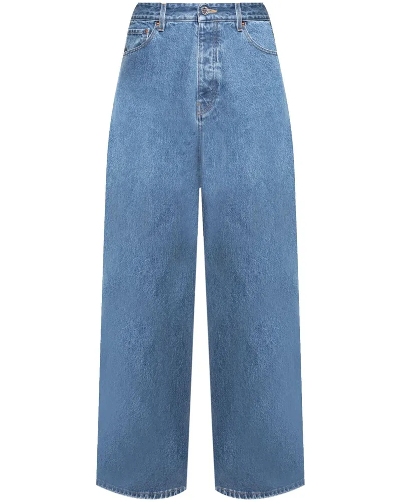 VETEMENTS Wide-Leg-Jeans mit Logo-Stickerei - Blau Blau