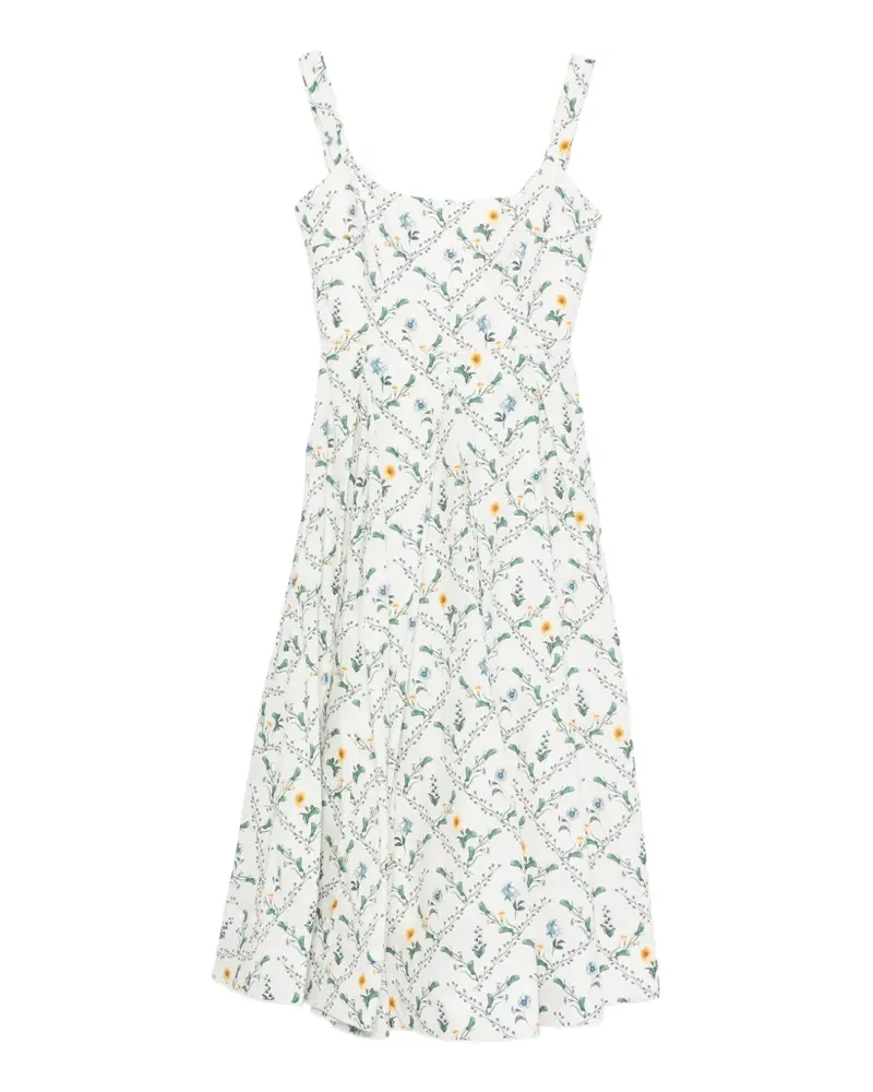 AGUA BENDITA Alcapara Brisa Midikleid mit Blumenprint - Weiß Weiß