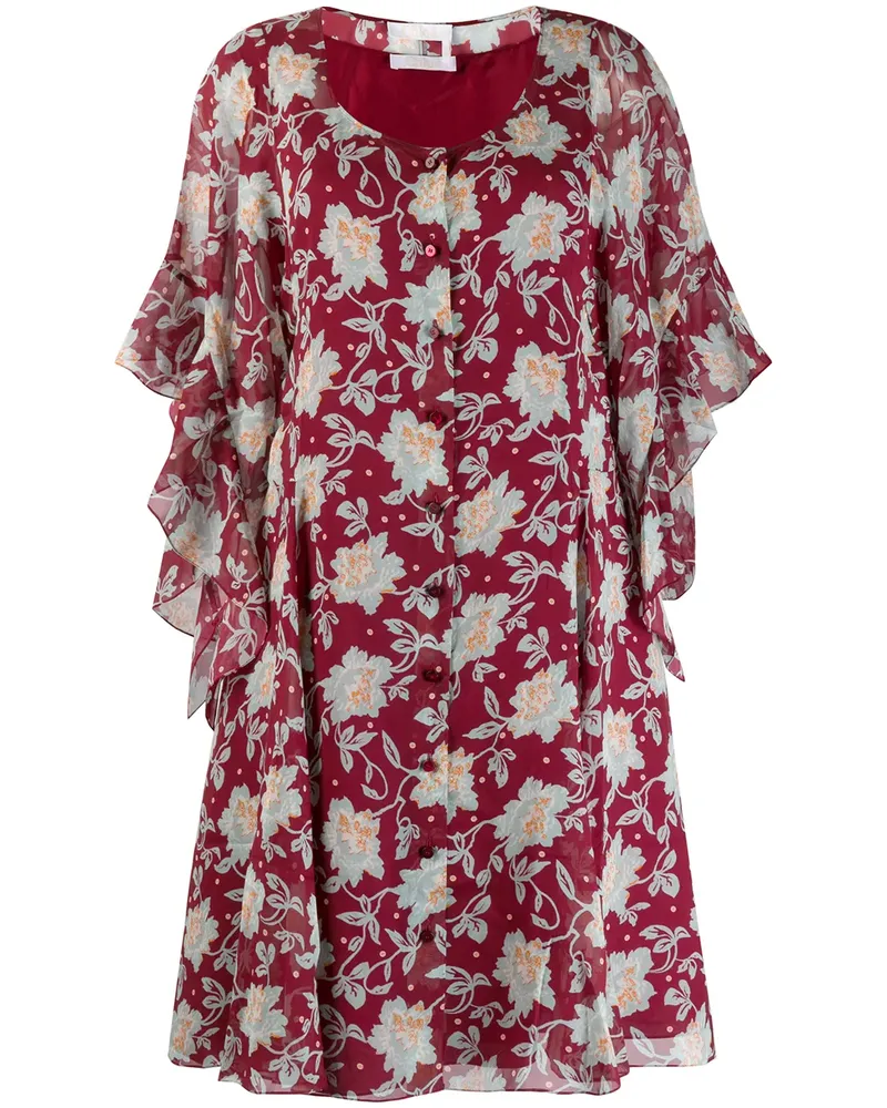Chloé Kurzes Kleid mit Blumen-Print - Rot Rot