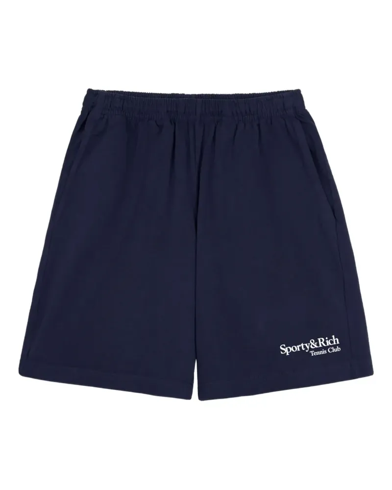 SPORTY & RICH Play Tennis Short mit Logo-Stickerei - Blau Blau