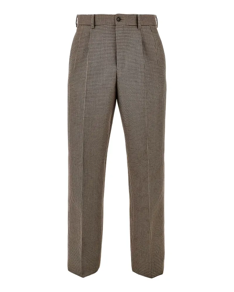 Emporio Armani houndstooth-pattern pleated trousers - Braun Braun