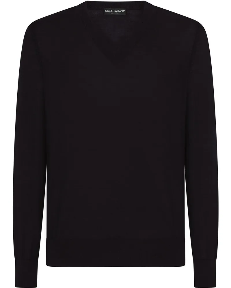 Dolce & Gabbana Strickpullover mit V-Ausschnitt Blau