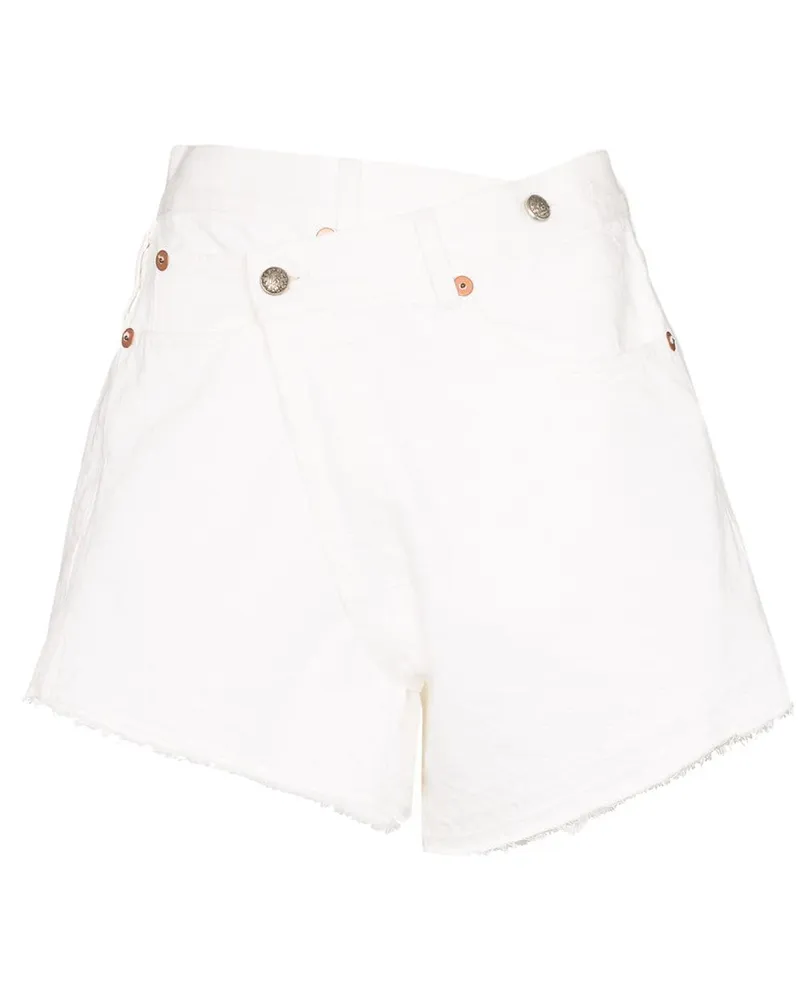 R13 Jeansshorts mit asymmetrischem Bund - Weiß Weiß