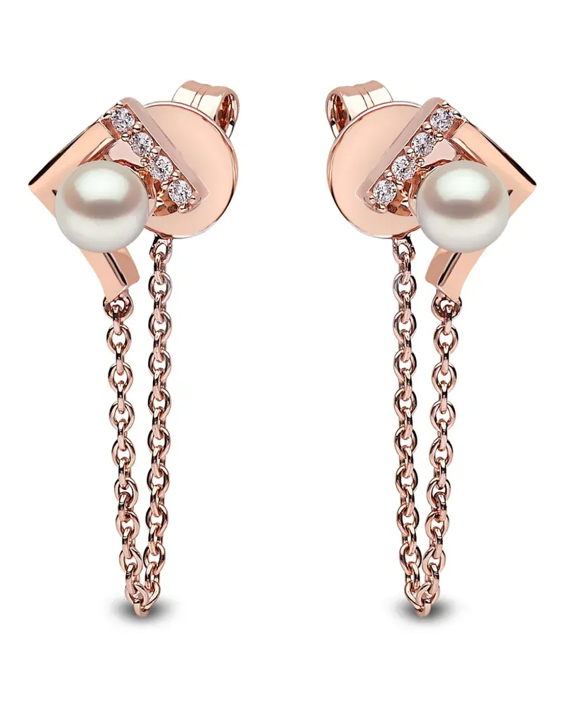 YOKO London 18kt Trend Rotgoldohrringe mit Süßwasserperle und Diamanten - 9 9