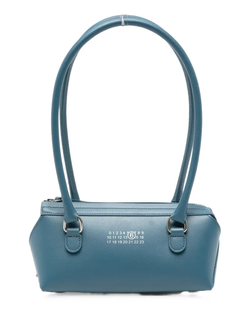 Maison Margiela mini Bauletto logo-print leather shoulder bag - Blau Blau