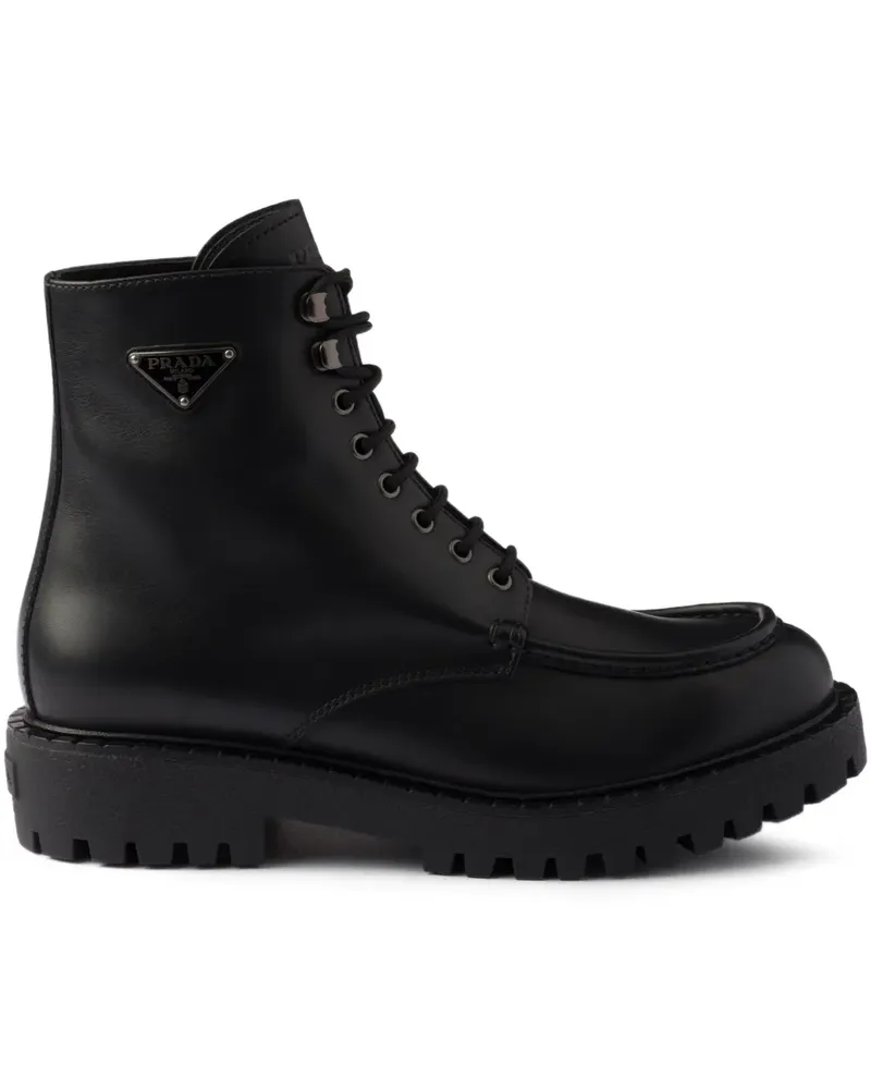 Prada Schnürstiefel mit Profilsohle - Schwarz Schwarz