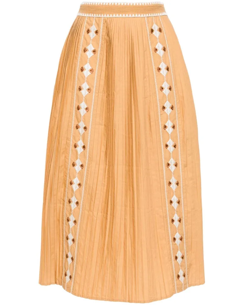 Ulla Johnson Besticktes Sabina Midikleid mit Falten - Gelb Gelb