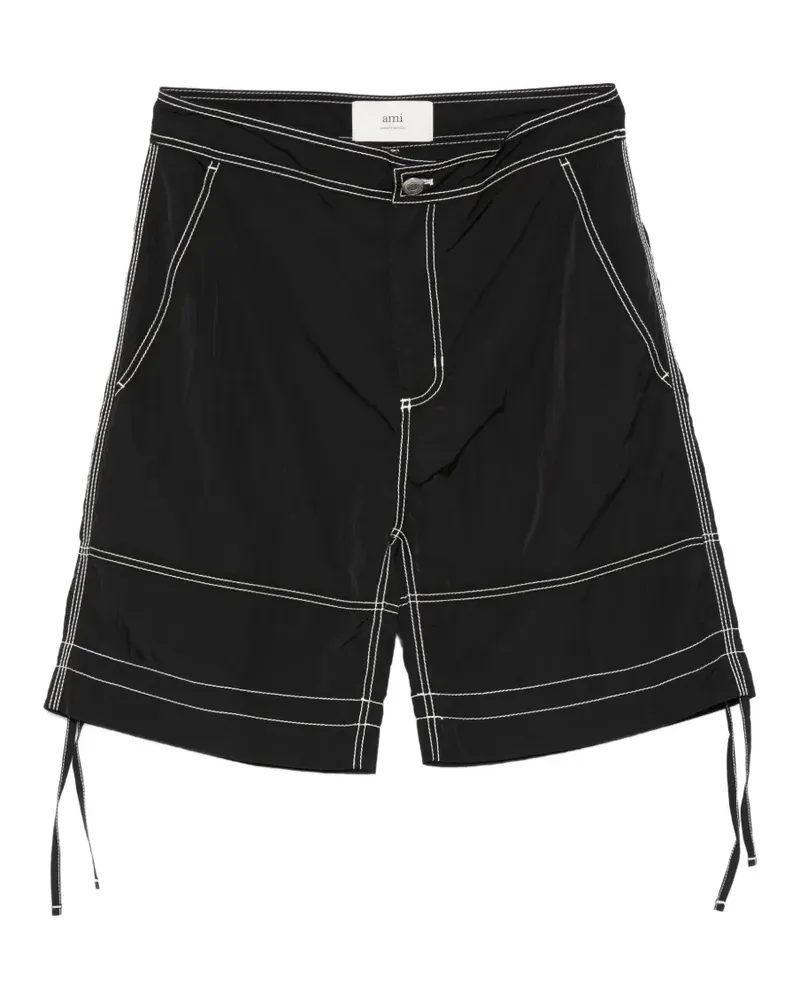 AMI Paris contrast-stitch bermuda shorts - Schwarz Schwarz