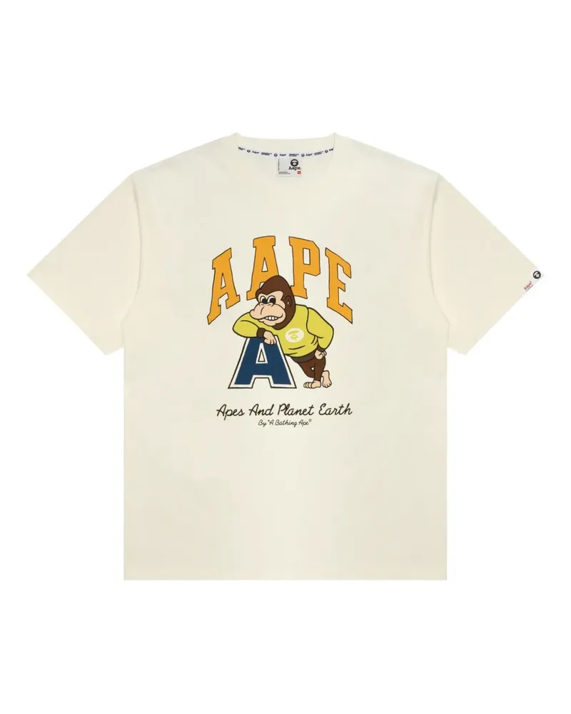 BAPE AAPE T-Shirt mit grafischem Print - Nude Nude