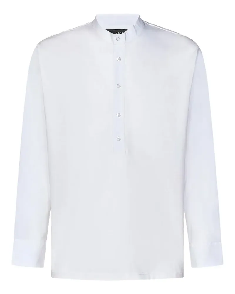 Low Brand Langarmshirt mit Knopfleiste - Weiß Weiß