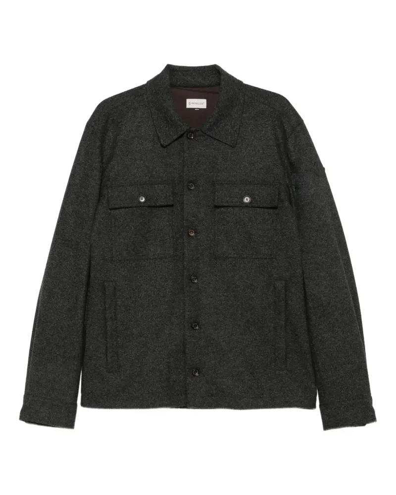 Moncler Hemdjacke mit Logo-Patch - Grau Grau