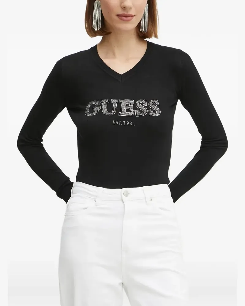 Guess rhinestone-embellished long sleeve T-shirt - Schwarz Schwarz