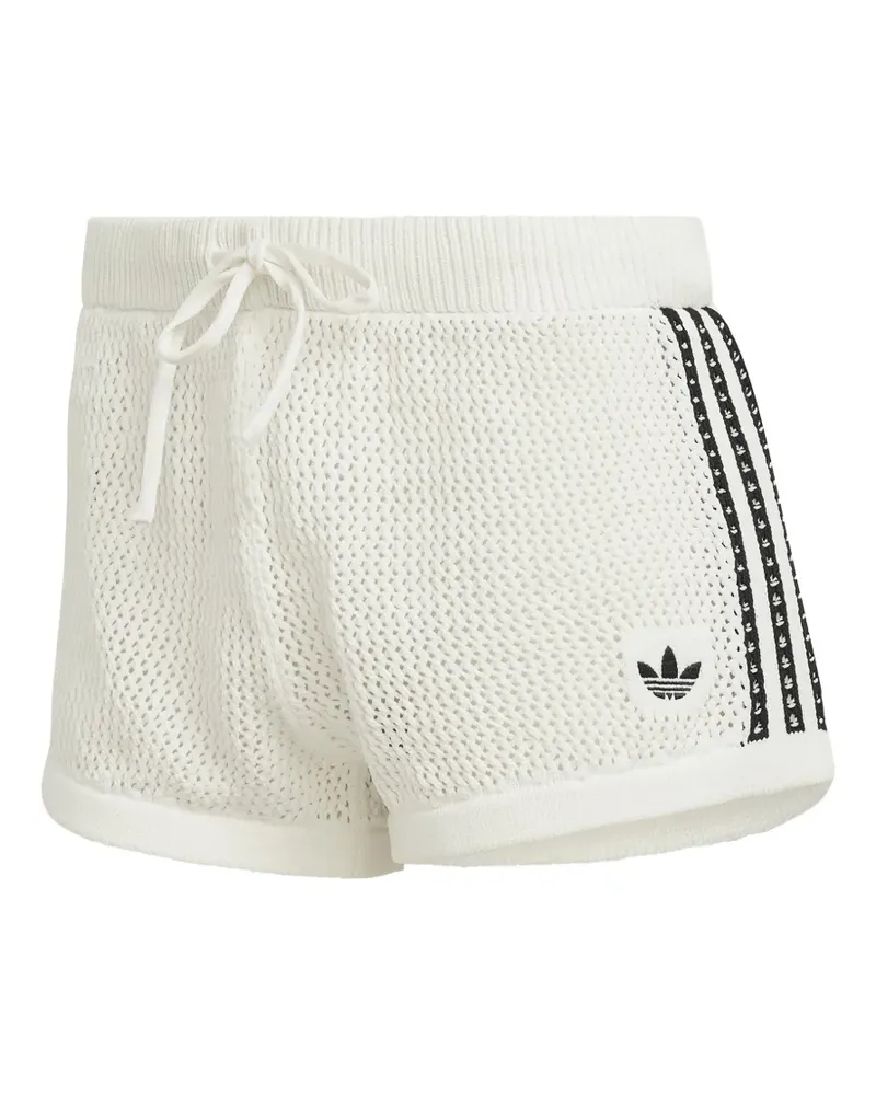 adidas Gehäkelte Shorts mit 3 Streifen - Weiß Weiß