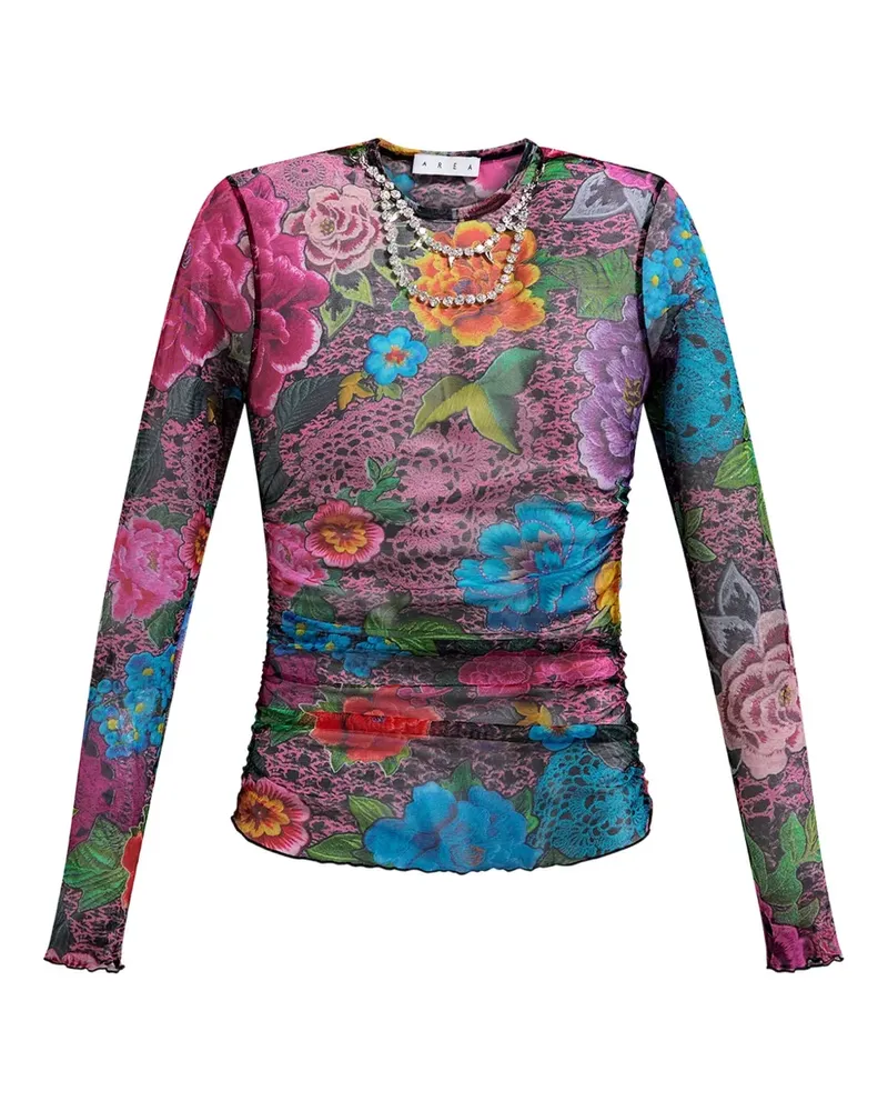 Area Top mit Blumen-Print - Rosa Rosa