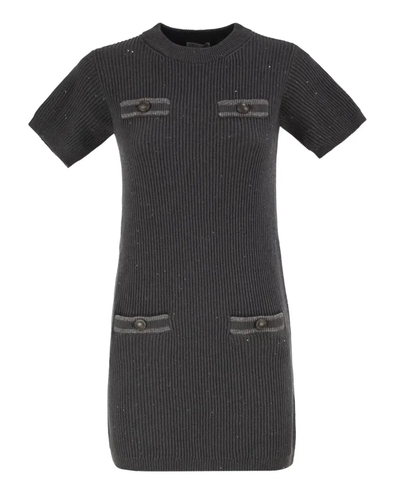 Brunello Cucinelli sequin-embellished ribbed-knit dress - Grau Grau