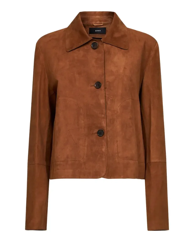 Arma collared buttoned leather jacket - Braun Braun