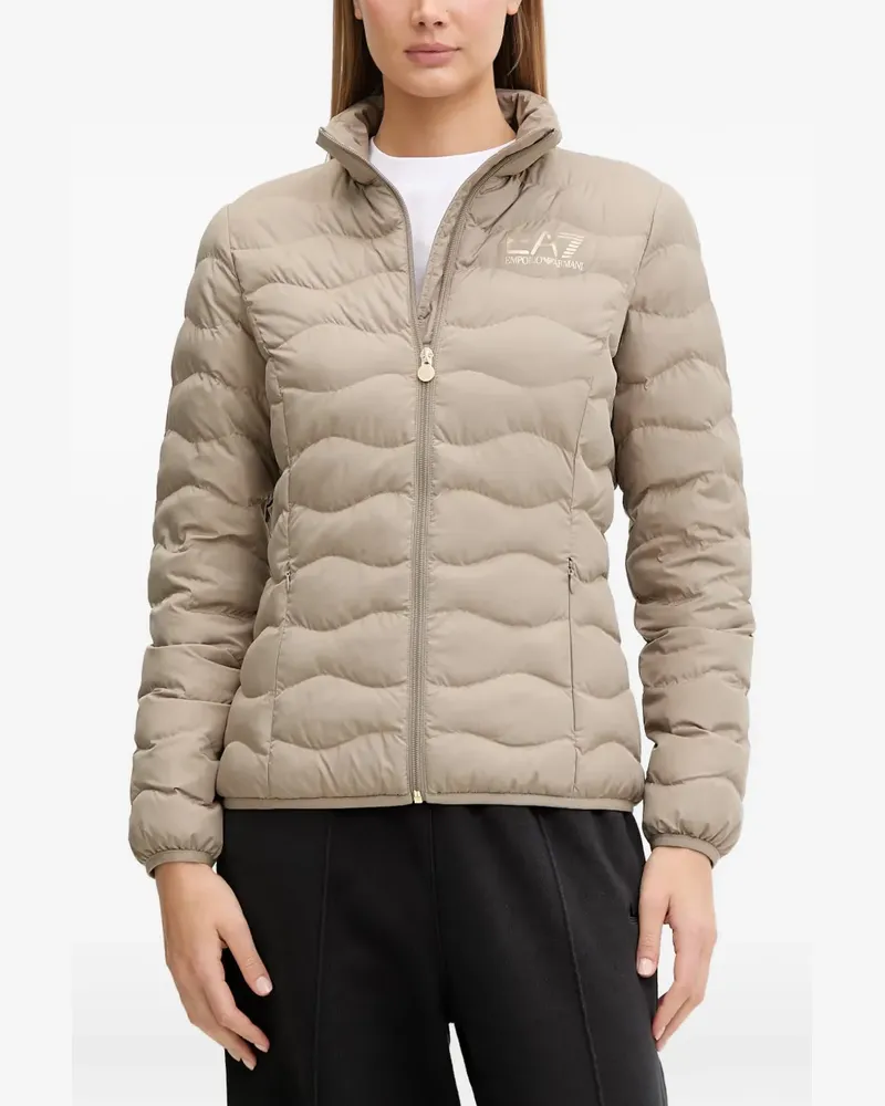 EA7 quilted logo-print jacket - Nude Nude