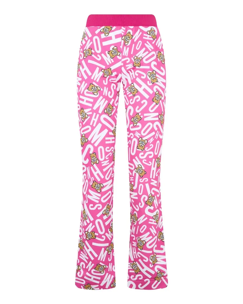 Moschino logo-print Teddy Bear trousers - Rosa Rosa