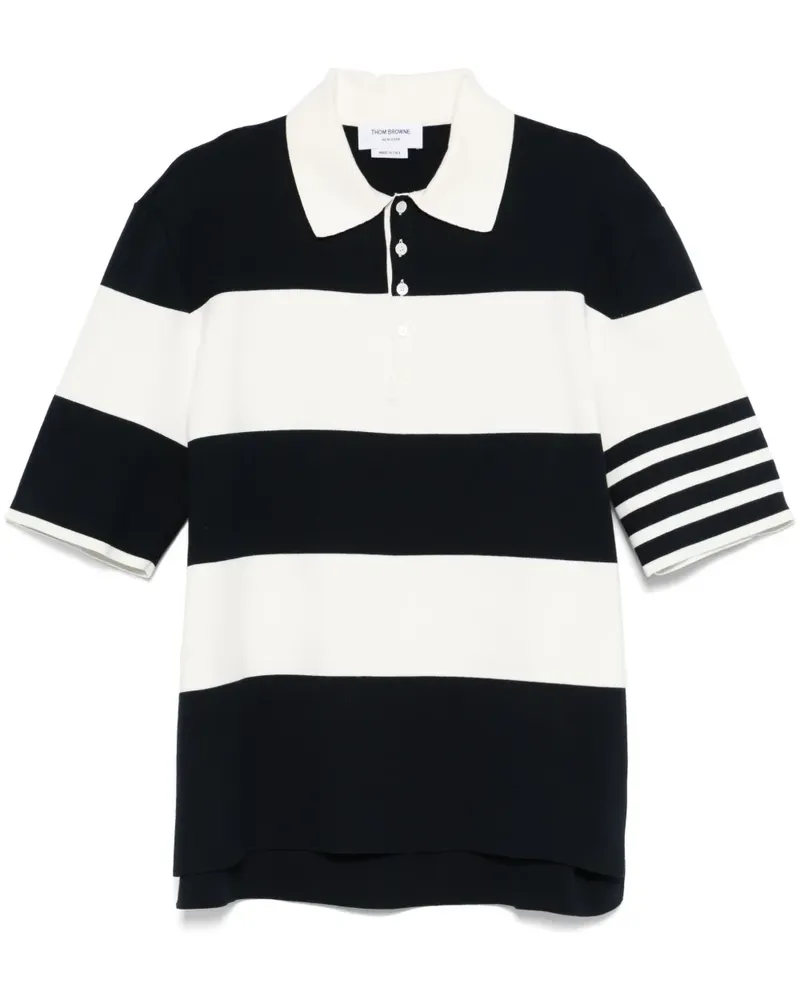 Thom Browne Gestreiftes Poloshirt - Weiß Weiß