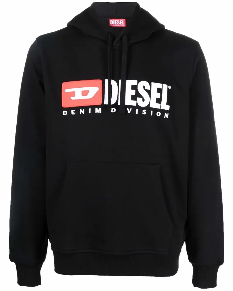 Diesel S-Ginn-Hood-Div Hoodie mit Logo-Applikation - Schwarz Schwarz