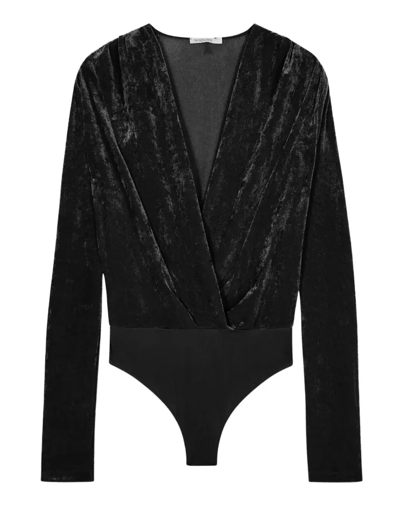 Patrizia Pepe draped velvet bodysuit - Schwarz Schwarz