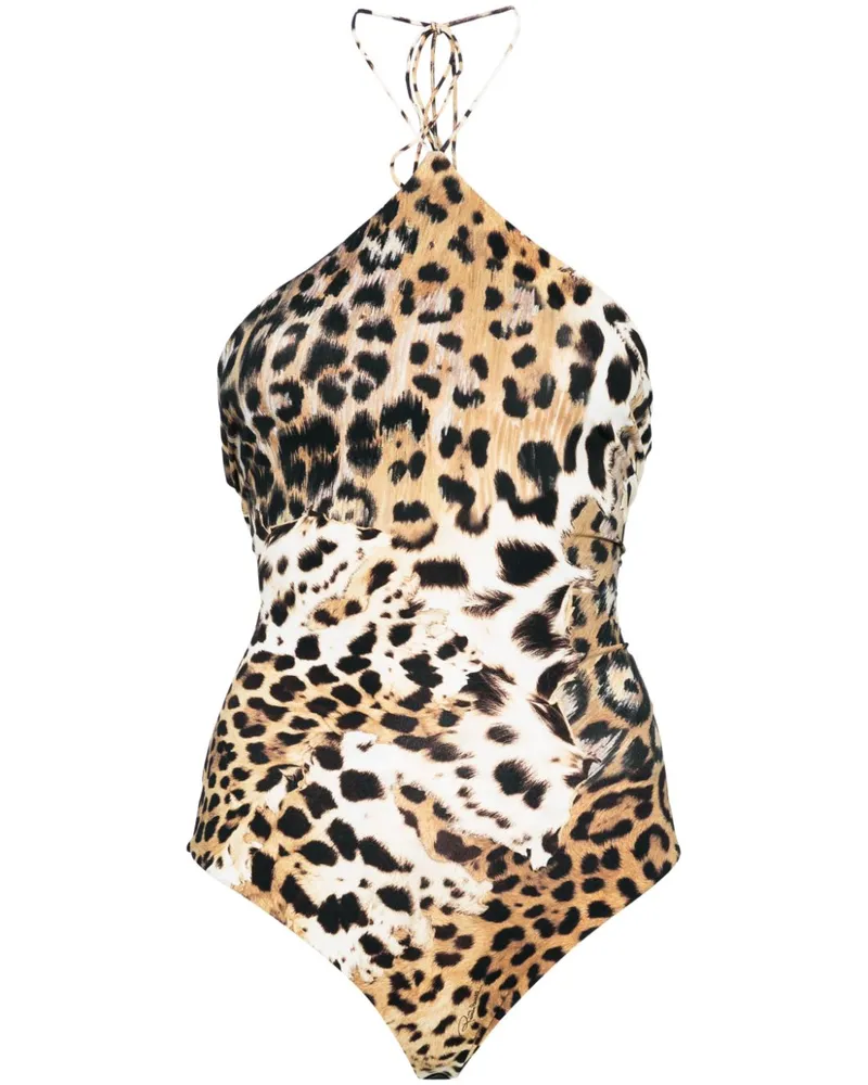 Roberto Cavalli Body mit Jaguar Sklin-Print - Nude Nude